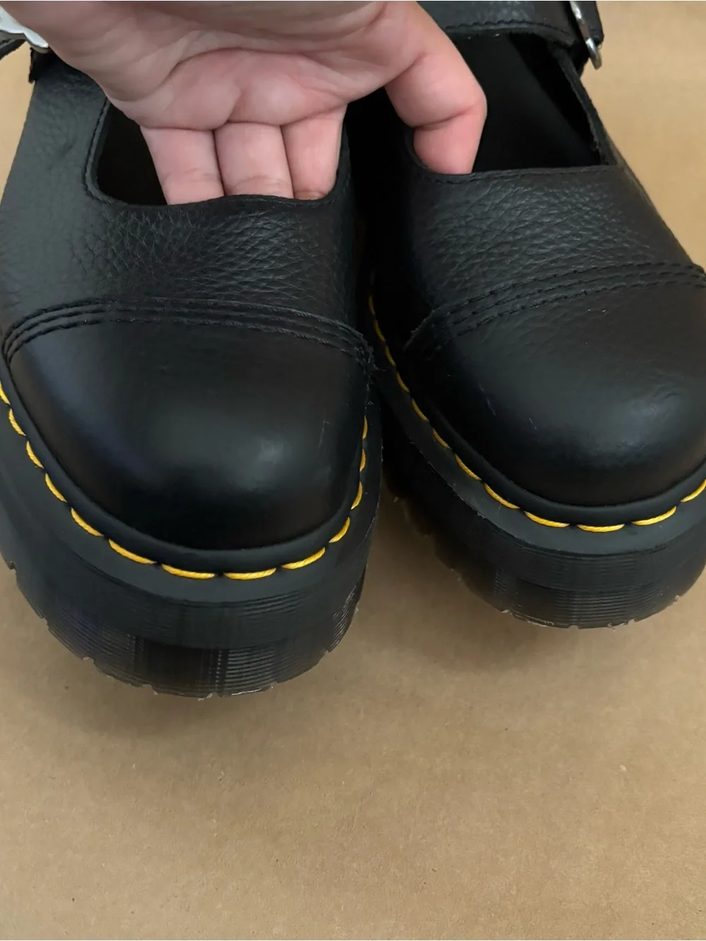 Dr Martens Addina Flower Buckle Leather Platform Shoes